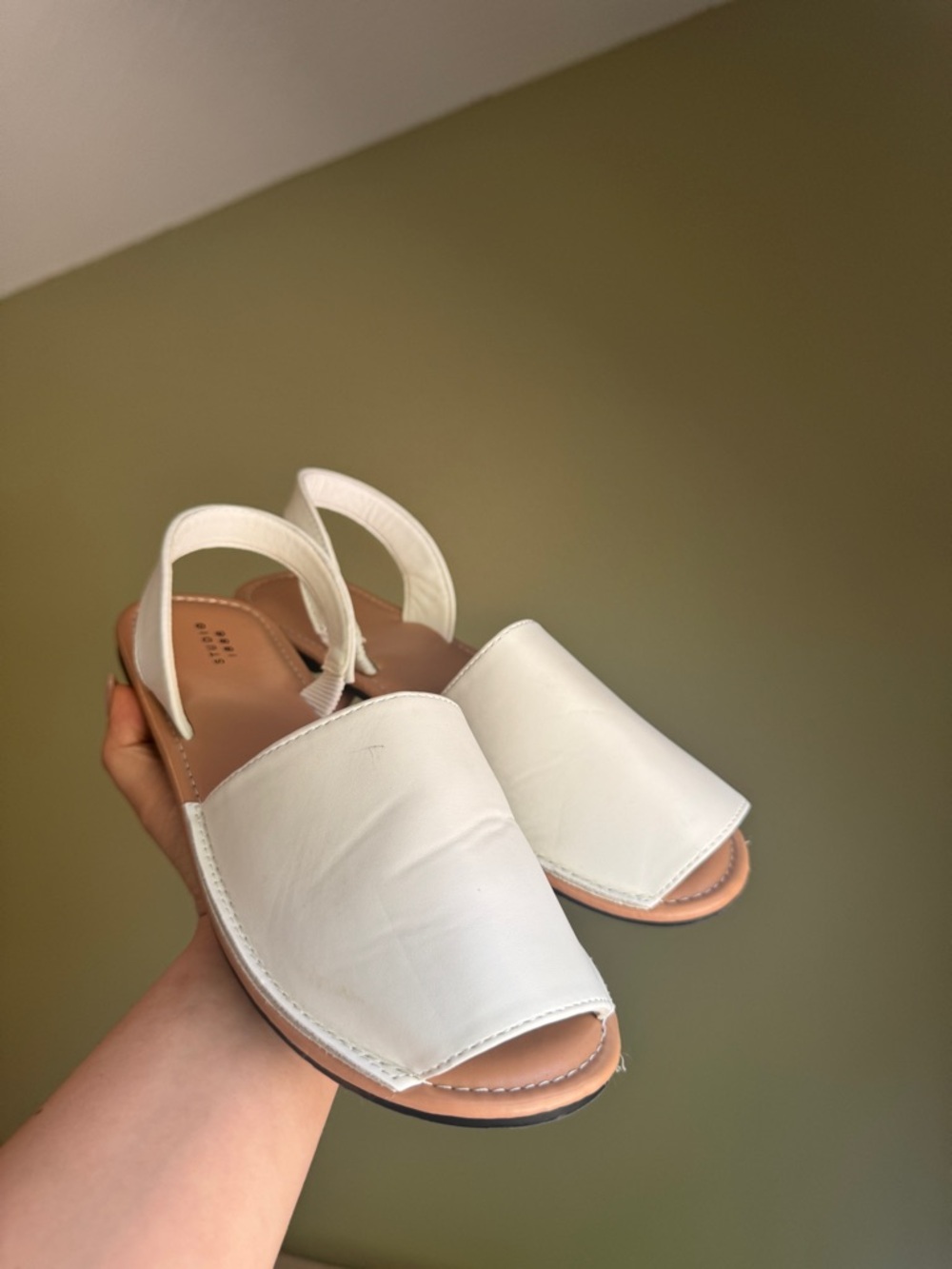 Classic White Slingback Leather Sandals for Women